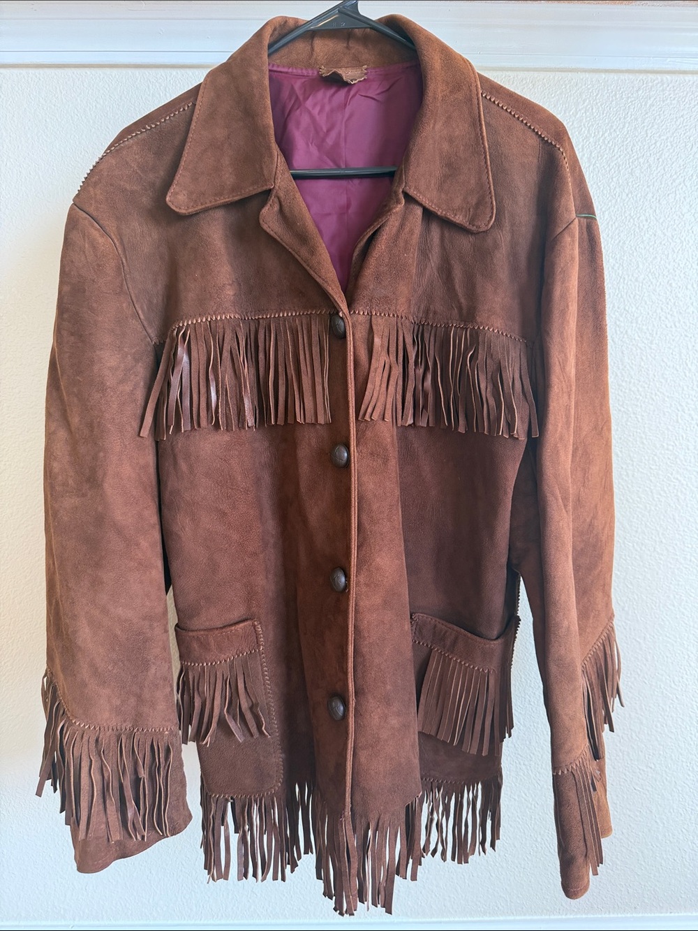 Vintage Suede Fringe Jacket Brown Western Cowgirl Coat